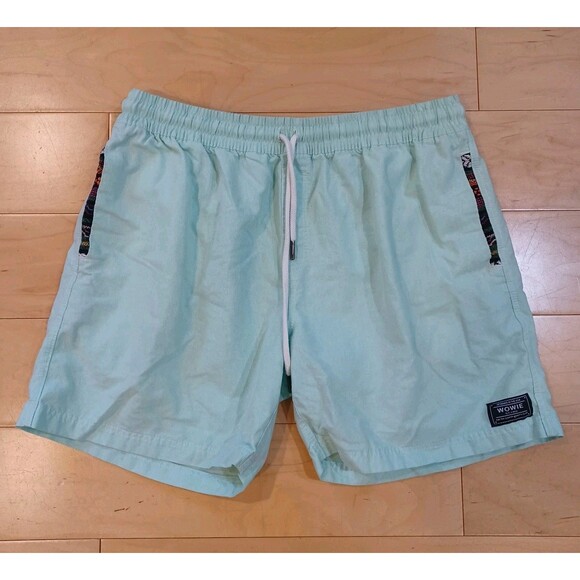 Wowie Shorts Mens XL Green Stretch Outdoor Aztec Casual Drawstring 5” Tetron - Picture 1 of 6